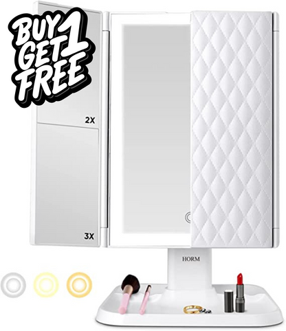 Trifold LED Makeup Mirror