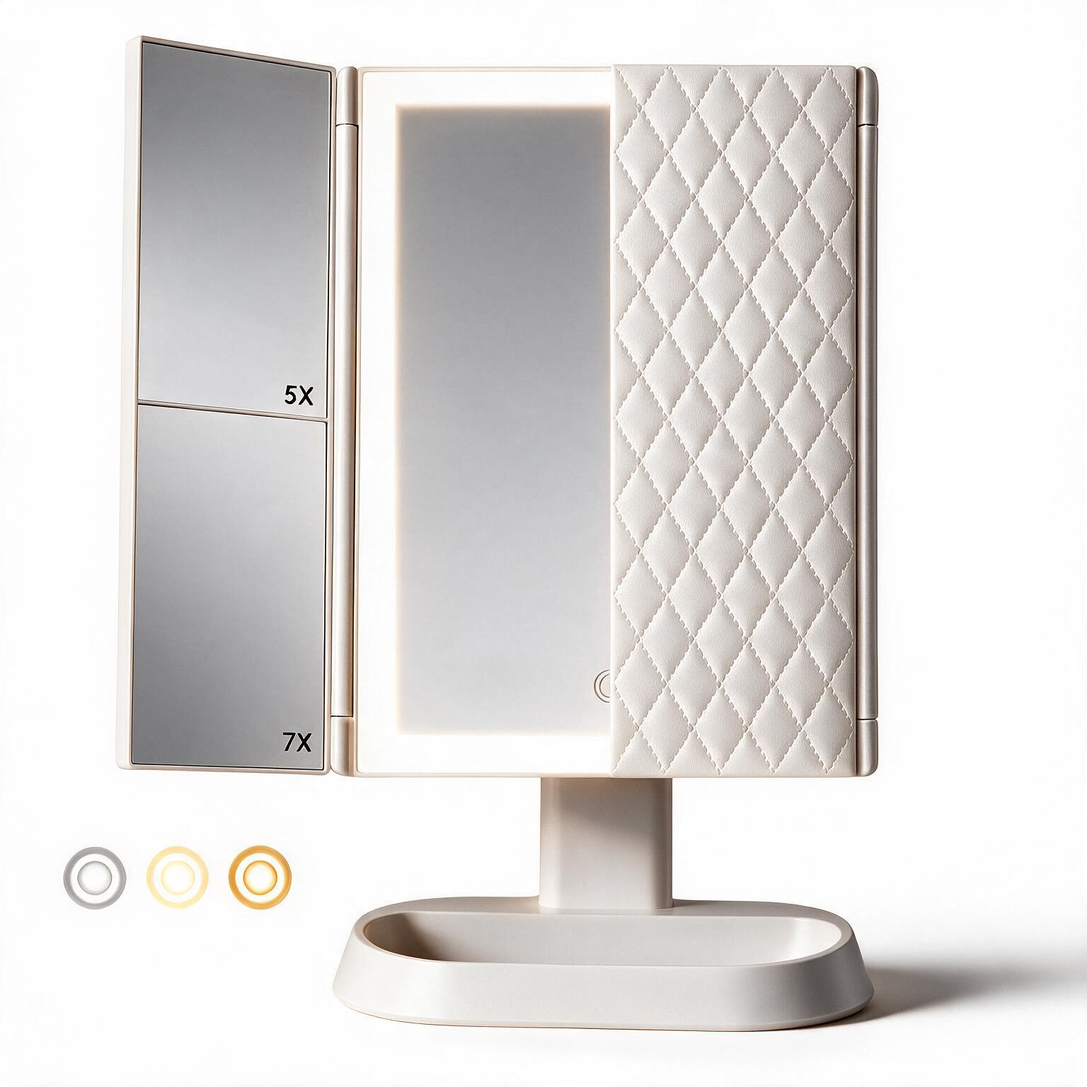 Trifold LED Makeup Mirror