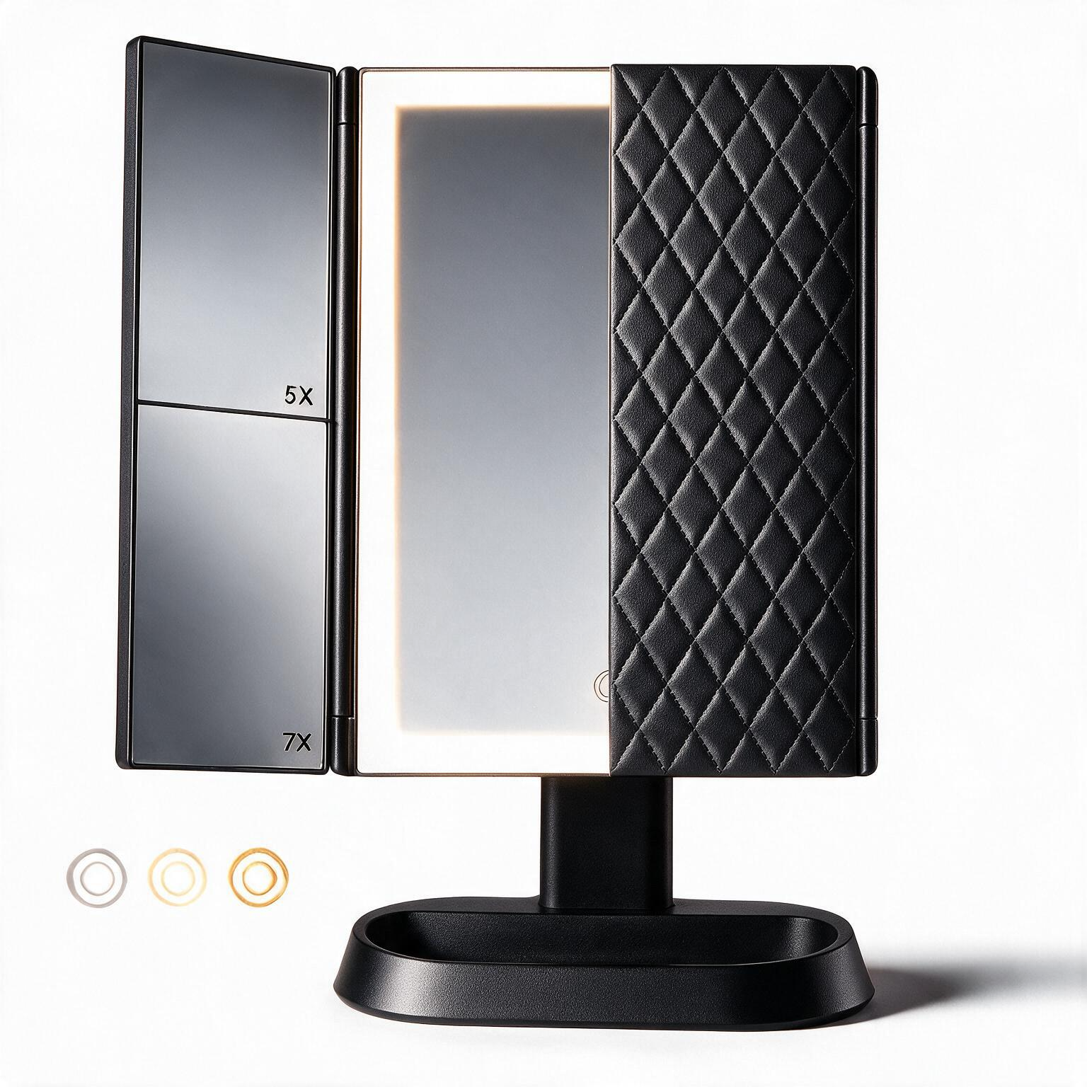 Trifold LED Makeup Mirror