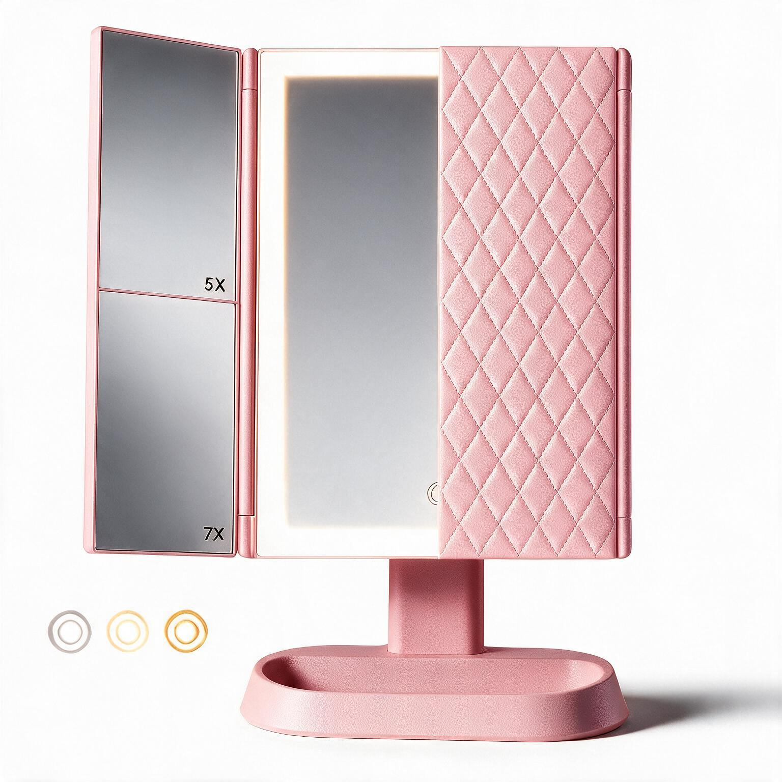 Trifold LED Makeup Mirror